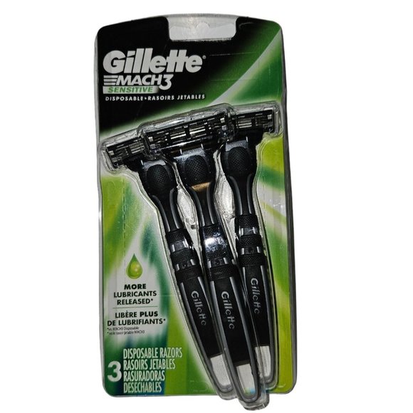 Gillette Mach3 Sensitive Men's Disposable Razors Comfortable Shave 3ct - Picture 1 of 1